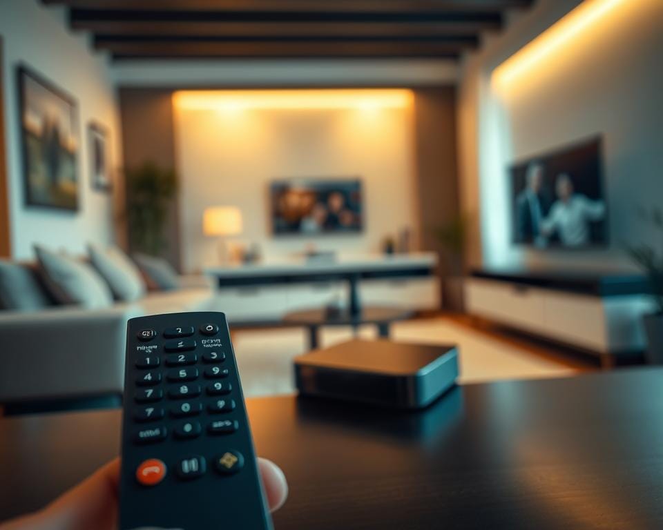 A high-quality IPTV subscription, rendered in a sleek and modern composition. In the foreground, a smart TV remote control with a clean, minimalist design, highlighting the ease of accessing the IPTV service. The middle ground features an elegant, state-of-the-art Android TV box, showcasing the cutting-edge technology powering the IPTV experience. In the background, a softly blurred view of a contemporary living room, conveying a sense of comfort and integration with the home environment. The lighting is warm and inviting, creating a premium, aspirational atmosphere. Captured with a shallow depth of field, this image emphasizes the importance of selecting a premium IPTV subscription for a seamless, high-definition viewing experience. A high-quality IPTV subscription, rendered in a sleek and modern composition. In the foreground, a smart TV remote control with a clean, minimalist design, highlighting the ease of accessing the IPTV service. The middle ground features an elegant, state-of-the-art Android TV box, showcasing the cutting-edge technology powering the IPTV experience. In the background, a softly blurred view of a contemporary living room, conveying a sense of comfort and integration with the home environment. The lighting is warm and inviting, creating a premium, aspirational atmosphere. Captured with a shallow depth of field, this image emphasizes the importance of selecting a premium IPTV subscription for a seamless, high-definition viewing experience.